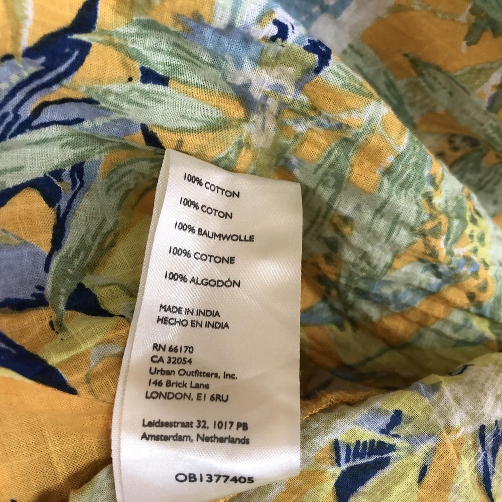 Maeve Anthropologie Blouse Womens Medium Yellow Tropical Parrot Print Boho Top - Picture 6 of 12